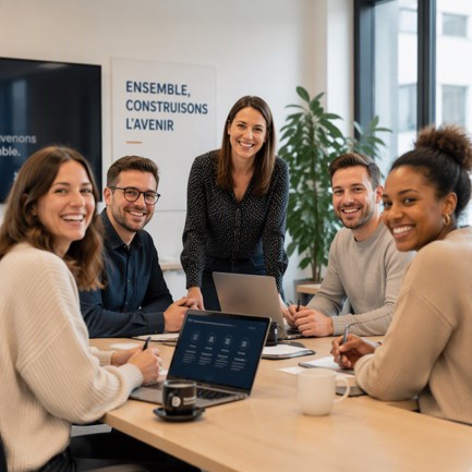 Collaborateurs en salle de réunion